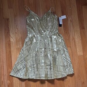 City Studio Gold Sequin A-Line Mini Dress